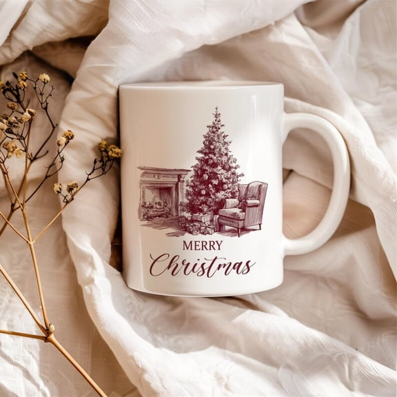 Vintage Merry Cistmas Mug, Vintage, Stocking Stuffer, Farmhouse, Cozy, Clic day, Secret Santa, Cistmas Tree Mug, Hygge Gift.
