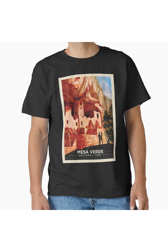 Vintage Mesa Verde National Park Cliffside Treasure Poster, National Park Print, Mesa Verde Print Wall Decor, Home Art Print, Office Wall Decor Classic T-Shirt T-Shirt - Perfect T-Shirt For Everyone