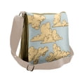 thumbnail image 1 of Vintage Messenger Bag, Cartoon Fluffy Clouds Art, Unisex Cross-body, by Ambesonne, 1 of 2