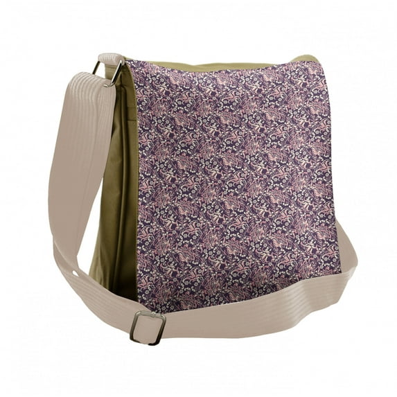 Vintage Messenger Bag, Floral, Unisex Cross-body, by Ambesonne