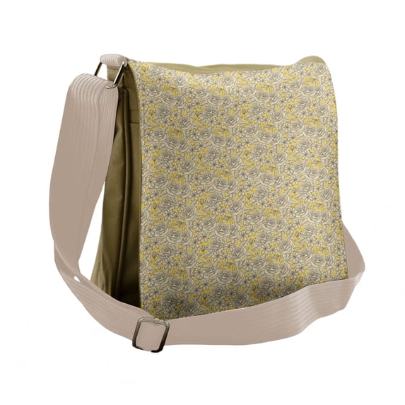 Vintage Messenger Bag, Romantic Blooming Roses, Unisex Cross-body, by Ambesonne