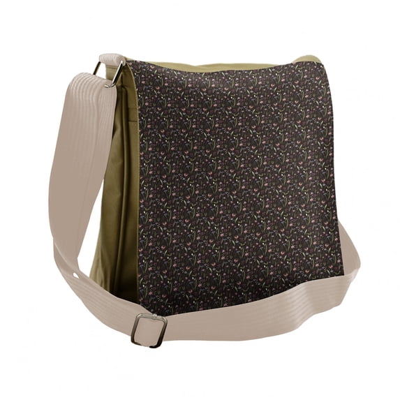 Vintage Messenger Bag, Watercolor Meadow Flowers, Unisex Cross-body, by Ambesonne