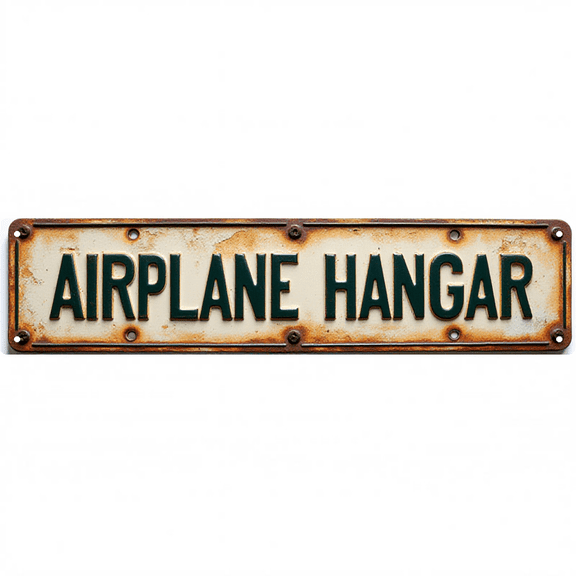 Vintage Metal Art 16*4 Inch AIRPLANE HANGAR Garage Aviation Decor