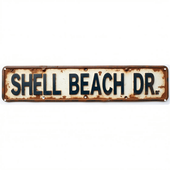 Vintage Metal Art 16*4 Inch SHELL BEACH DR Beach Coastal Wall Decor