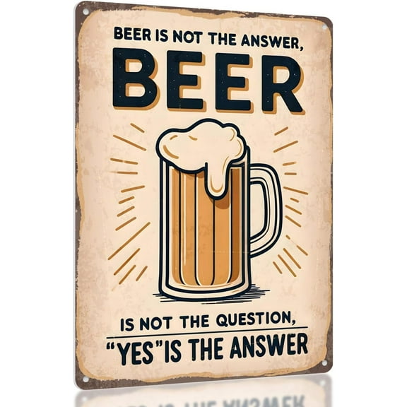 Vintage Metal Bar Sign - Humorous Bar Decor for Home, Unique Bar Wall Decor, Beer Drinker Gifts | Cool and Funny Wall Art for Bar, Basement, Apartment, Garage, Man Cave (Yes Beer)