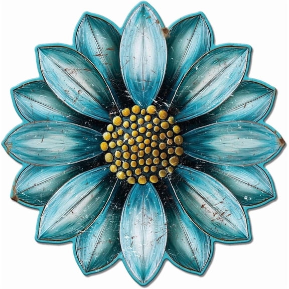 Vintage Metal Blue Flower Tin Sign Retro Blooming Blue Flower Plaque Poster Metal Wall Decorative Tin Signs for Home Room Office Garden Cafe Decoration diy Flower