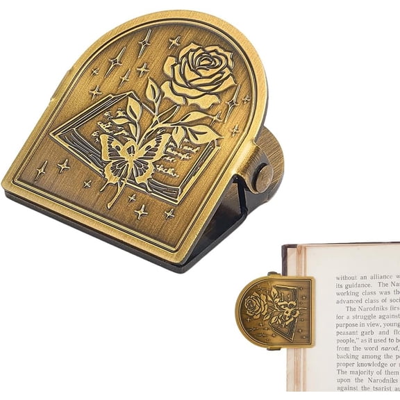 Vintage Metal Book Clip Flower Rose Butterfly Journal Cilps Metal Bronze Decorative Page Binder Clamp Retro File Holder Bookmark