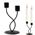 thumbnail image 1 of Vintage Metal Candle Holders,6.7 Inch Black 2-Arm Candlestick Holder Taper Candle Stand for Wedding Table Centerpiece Decor,Christmas Thanksgiving Party Ornament,1 Pack, 1 of 6