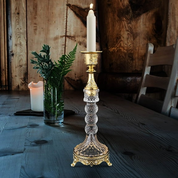 Vintage Metal Candle Holders, European Style Table Decor with Crystal Prisms, Romantic Wedding Centerpiece, Rustic Dinner Party Lighting Decorations, Farmhouse Home Decor for Mantel Fireplace Display