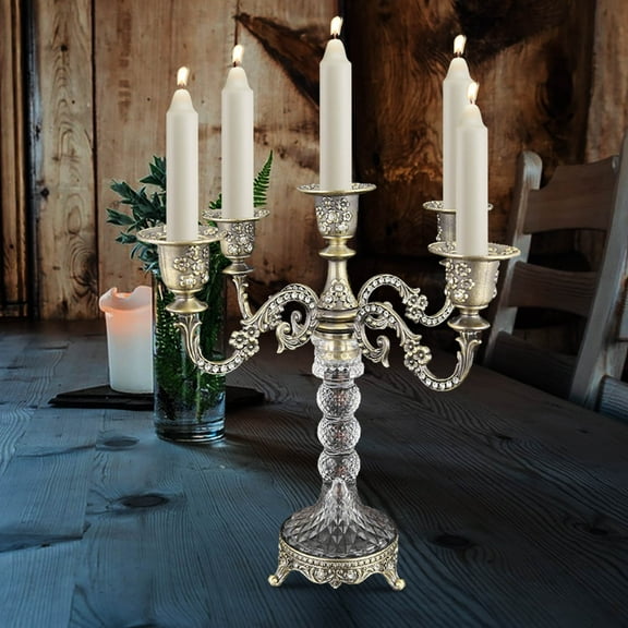 Vintage Metal Candle Holders, European Style Table Decor with Crystal Prisms, Romantic Wedding Centerpiece, Rustic Dinner Party Lighting Decorations, Farmhouse Home Decor for Mantel Fireplace Display