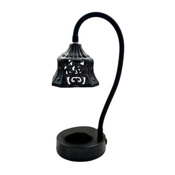 Vintage Metal Candle Warmer Lamp - Dimmable Melting Candle Heater with Bulb, 32x10cm (12.6x3.94in) Tabletop Scented Wax Melter for Home, Office - Black or White (Candles Not Included)