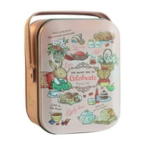 Vintage Metal Cookie Tin with Lid, Empty Cookie Packing Box & Candy Container Jar with Handle, Decorative Metal Tin Box for Wedding, Easter, Christmas & Treats, Storage for Cookies, Snacks & Gifts