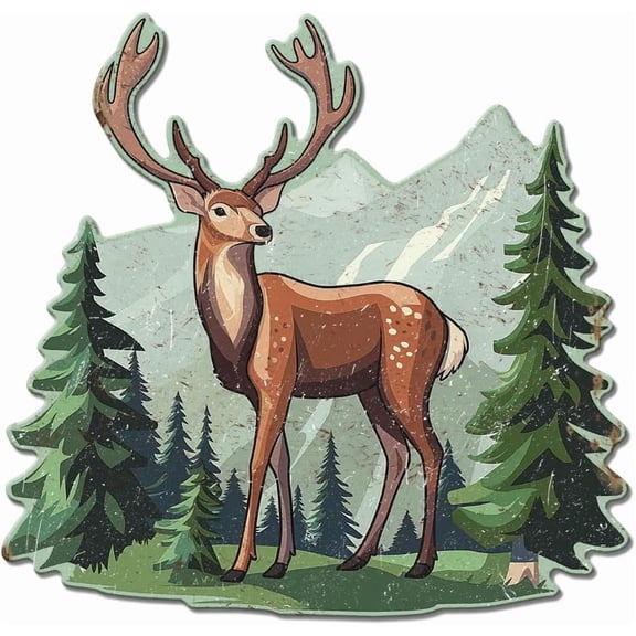 Vintage Metal Deer Tin Sign Retro Forest Deer Plaque Poster Metal Wall Decorative Tin Signs