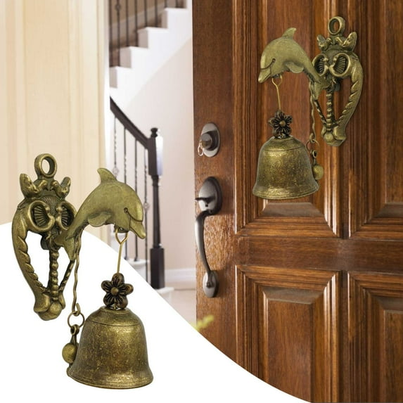 Vintage Metal Doorbell Animal Figure Decorative Doorbell Dolphin Shape Decoration Hanging Bell for Yard Garden Decorative Hand Bell