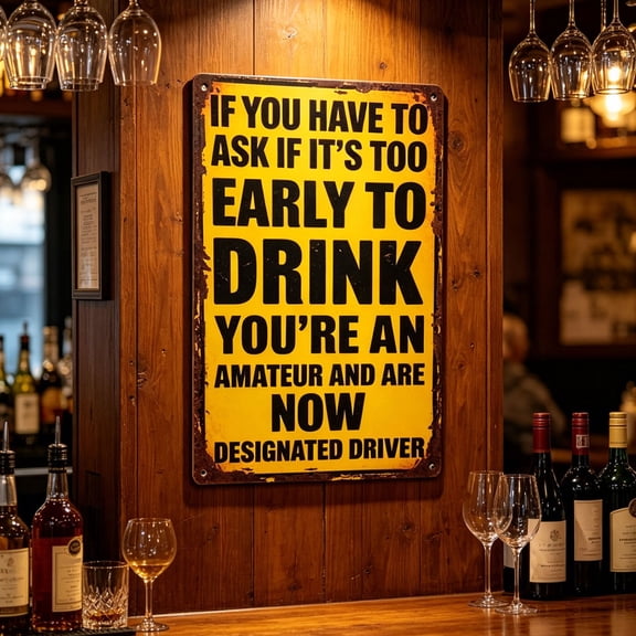 Vintage Metal Drinking Sign Bar Decor Humorous Pub Garage Wall Art Sturdy Industrial Style, Funny Quote Design, For Bar Garage Pub Man Cave Party Game Room