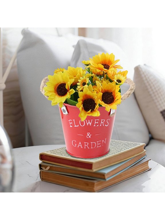 Vintage Metal Flower Pot, 5.51 Inch Milk Can Planter with Letter Design and Farmhouse Style, Decorative Vase for Garden Balconies Porches Office Desks and Rustic Home Decor