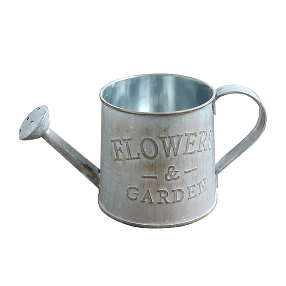 Vintage Metal Flower Vase Iron Watering Can Shaped Farmhouse Decor with Handle Home Decoration 3.3" High
