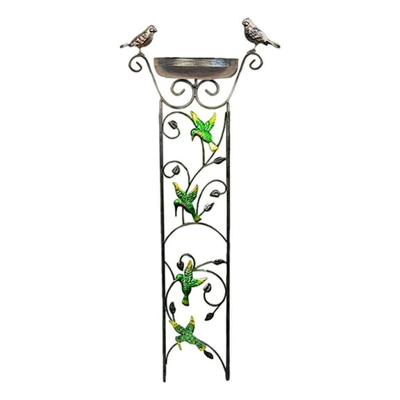 Vintage Metal Free-Standing Birdcage, Iron Bird Playstand, Indoor Outdoor Decorate with Feeding Bowl, 14.4" x 41"