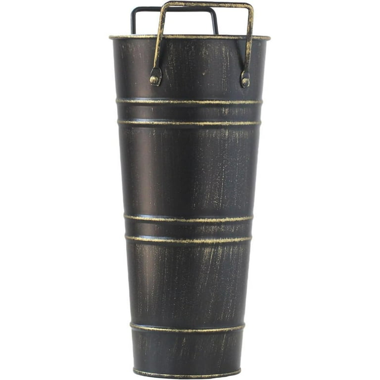 9 in Galvanized Metal Flower Vase with Handels