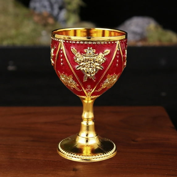 Vintage Metal Glass Shot Glass (Sippers, Liquor Glass), Antique Red Alloy Chinese Liquor Shot Glass - 30ml Vintage Metal Cup, Elegant Baijiu Tasting Glass for Home Bar & Gift Giving, #C, PRYESS