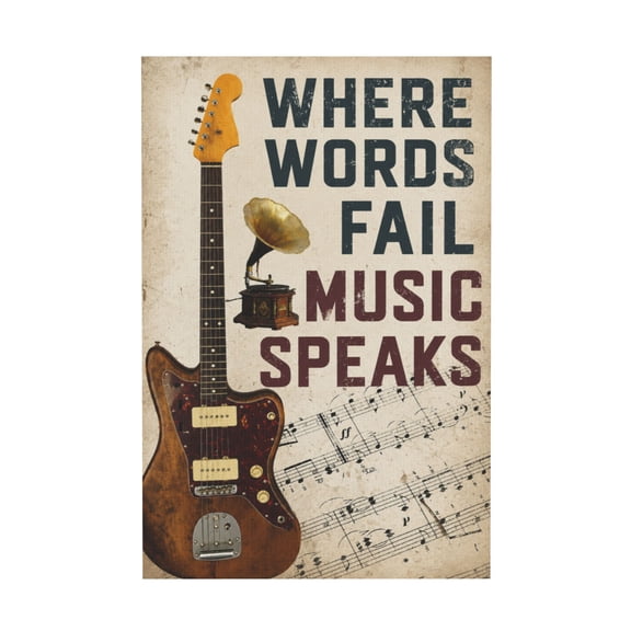 Vintage Metal Guitar Music Quote Canvas Wall Art For Bar Pub Cafe Kitchen Bathroom 12*18in