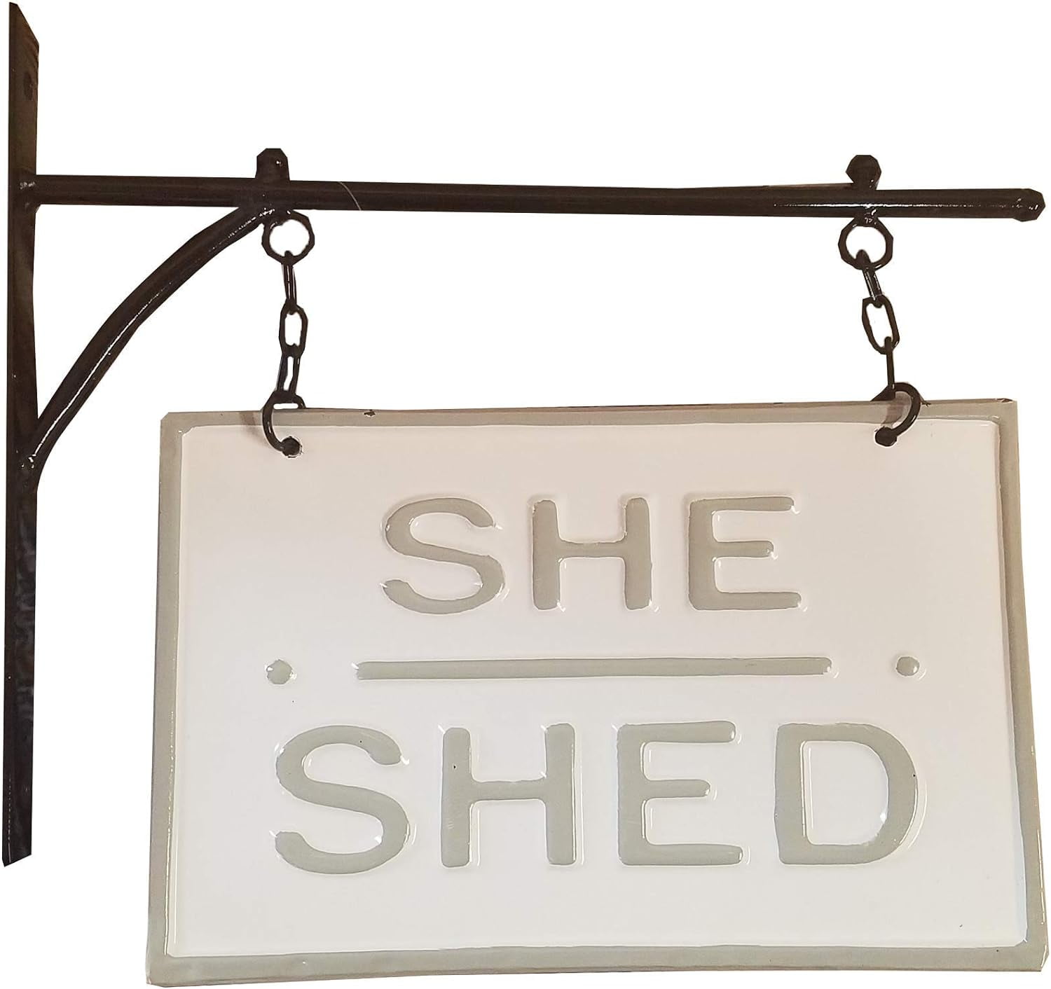 Vintage Metal Hanging Sign Wall Hanger Decor (She Shed)
