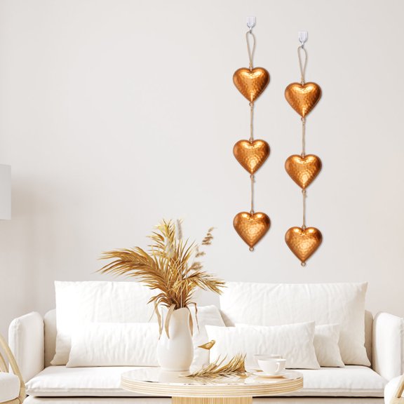 Vintage Metal Heart Wall Art - 3D Sign with Hanging Love Symbol Rustic Farmhouse Décor| Golden Antique Finish 29.5 In Perfect for Home Ambiance and Valentine's Day Gifts for Him, Her, Decorations