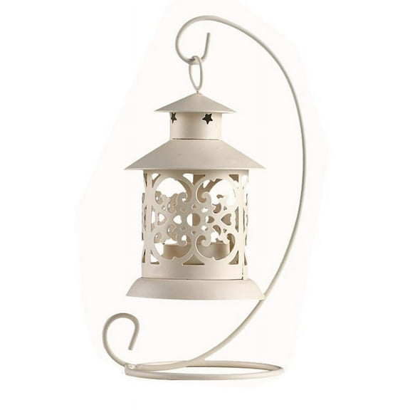 Vintage Metal Hollow Candle Holder Color Glass Crystal Moroccan Candlestick Hanging Lantern Wedding Party Home Decor