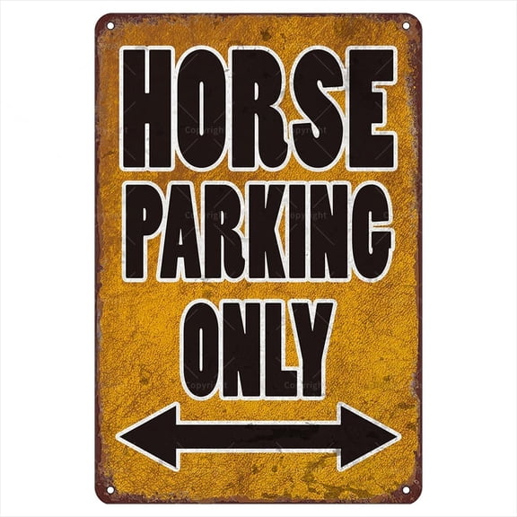 Vintage Metal Horse Parking Only Sign 8x12 Inch Rustic Barn Stable Ranch Wall Decor