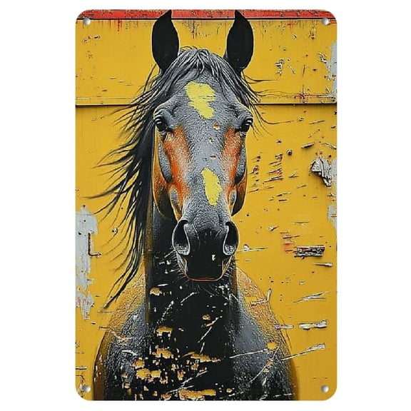 Vintage Metal Iron Sign "Sweat Blood Treasure Horse" - Decorative Iron Wall Hanging Plaque for Multipurpose Room, Cafe, Bar, Decor 8"x12", English Text, Wall Decor for Restaurants, Offices