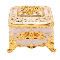 Vintage Metal Jewelry Box Square Decorative Trinket Jewelry Storage Box For Earrings Necklaces