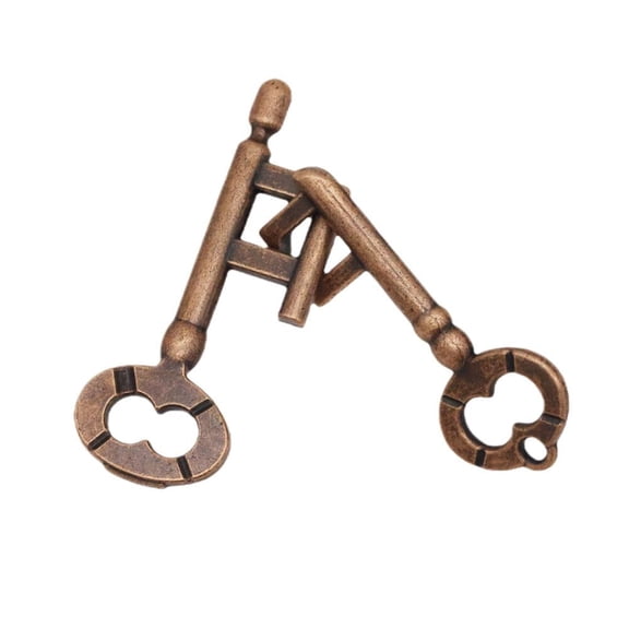 Vintage Metal Key and Lock Brain Teaser, Classic IQ Puzzle Game for Kids and Adults, Stress Relief and Cognitive Training