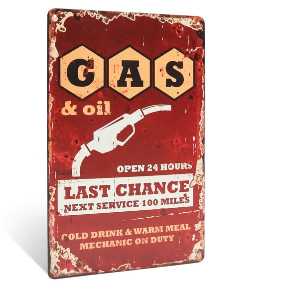 Last Chance Gas Station Sign Man Cave Room Decor Aesthetic Vintage Metal Wall Art