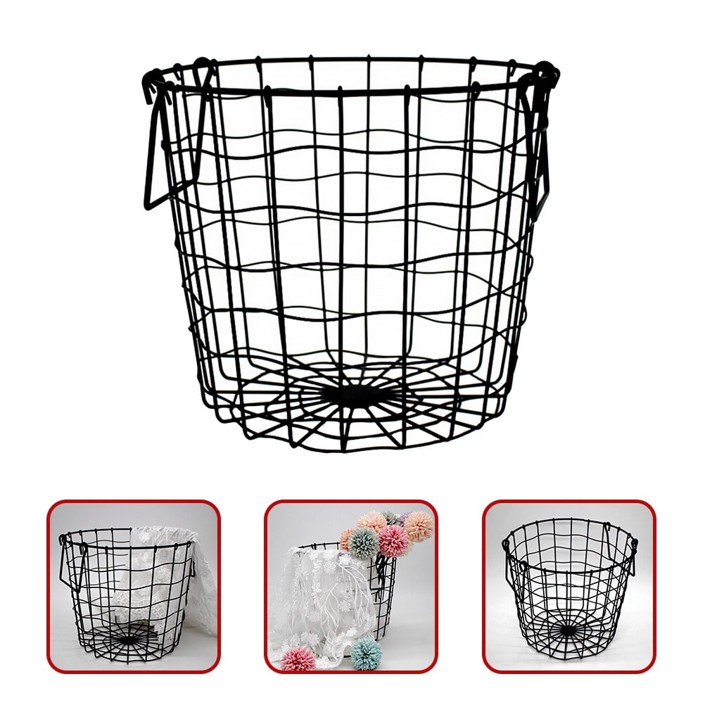 Vintage Metal Laundry Basket Storage Bin Basket Hamper Clothes Organizer Rustic Farmhouse Decor