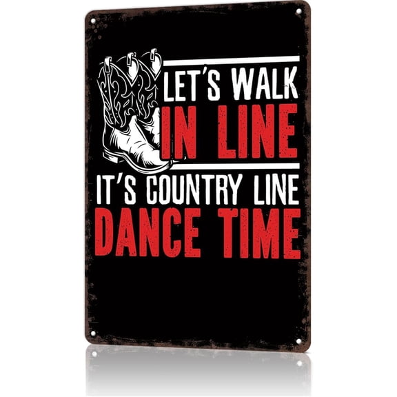 Vintage Metal Line Dancing Wall Art Sign for Home Office Man Cave Decor 8 x 12 Inch