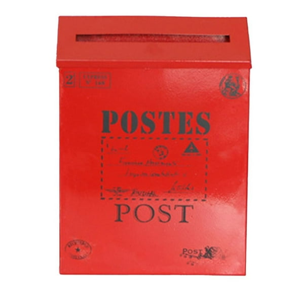 Vintage Metal Mailbox European Rustic Wall Mount Letter Box Outdoor Decor Photography Prop 29x22x6cm