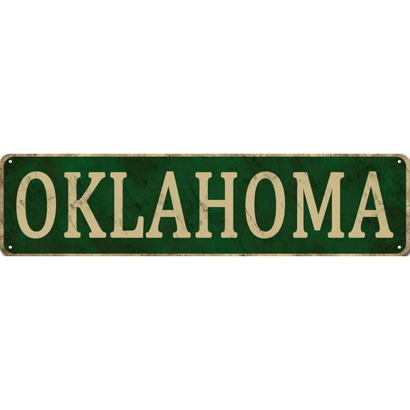 Vintage Metal Oklahoma Sign America State Name Funny Tin Signs Wall Art Decor Poster for Home Bar Farmhouse Office Home Clroom Garage Indoor Outdoor Gift 4x16 Inch