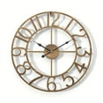 thumbnail image 1 of Vintage Metal Outdoor Wall Clock Large Silent Timepiece for Garden Patio Porch Pool Area Kitchen Bedroom Living Room Farmhouse Decor Weather Resistant 34cm/40cm Black Gold, 1 of 10