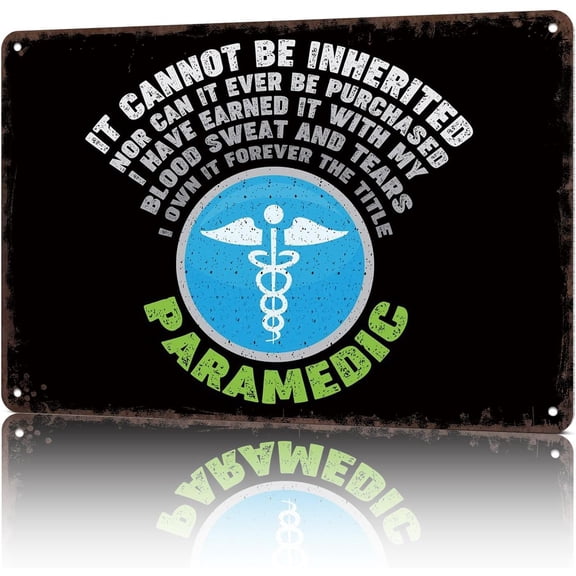 Vintage Metal Paramedic Wall Art Sign 8x12 Inch Medicine Ambulance Decor for Home Office Man Cave