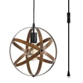 thumbnail image 1 of Vintage Metal Pendant Light, Industrial Metal Spherical Pendant Displays Changeable Hanging Lighting with 15 Ft Plug in Cord and On/Off Switch, 1 of 10