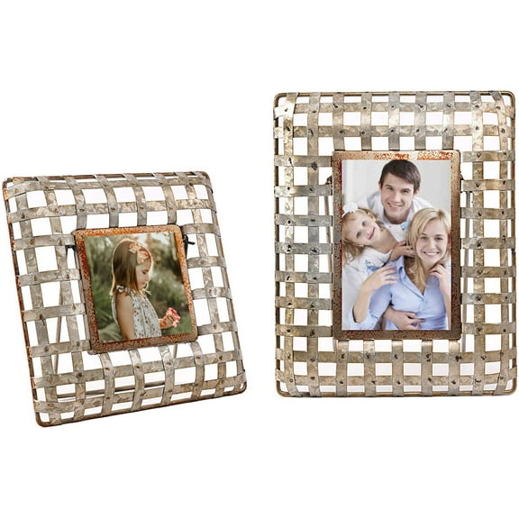 Vintage Metal Picture Frames 4x4 and 4X6 Antique Photo Frame with Glass Insert