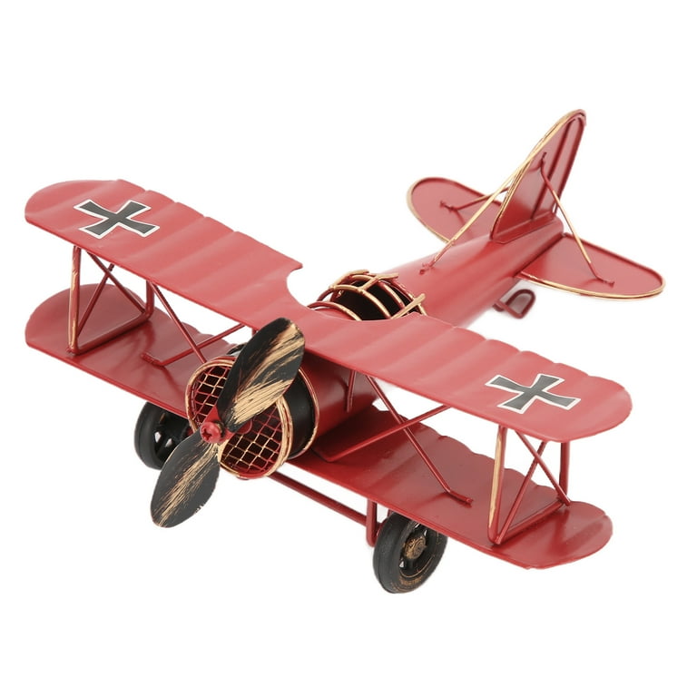 Ymiko Wrought Iron Plane Biplane Metal Airplane Model for Home Decoration for Cafe Ornament Red Red