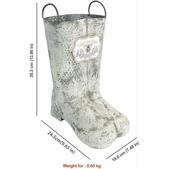 Vintage Metal Planters with Handle Distressed Decor Rustic Farmhouse Flower Pot with Sweet Bee Honey Emblem, Indoor/Outdoor Decorative Plants Buckets for Wedding Home Garden  Decor