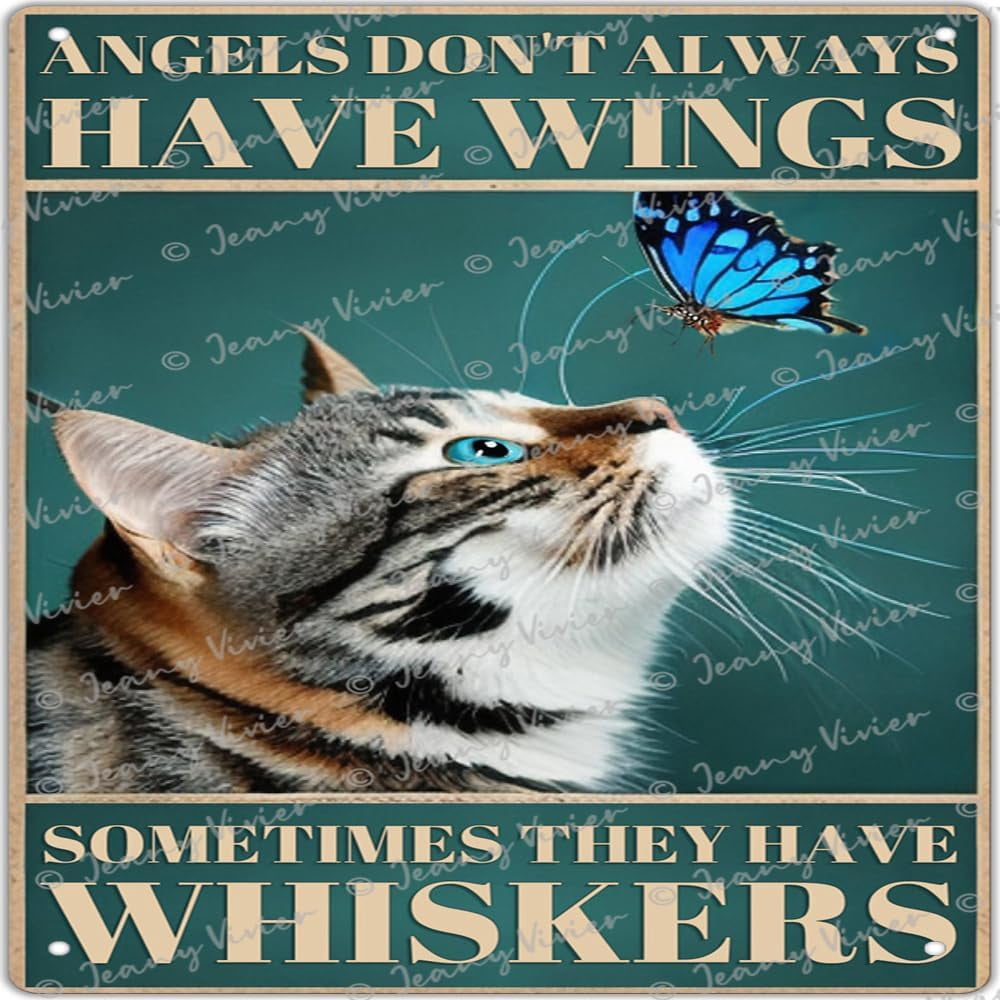 Targa in metallo con scritta Cat and Butterfly Angels Don¡¯T
