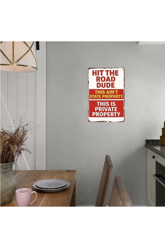 Vintage Metal Private Property Sign 12x8 Inch Rustic Wall Decor with Distressed Finish, Funny Warning Sign for Outdoor Gate, Fence, Garage, Man Cave, Shed, Farmhouse, Workshop and Home Office Decor