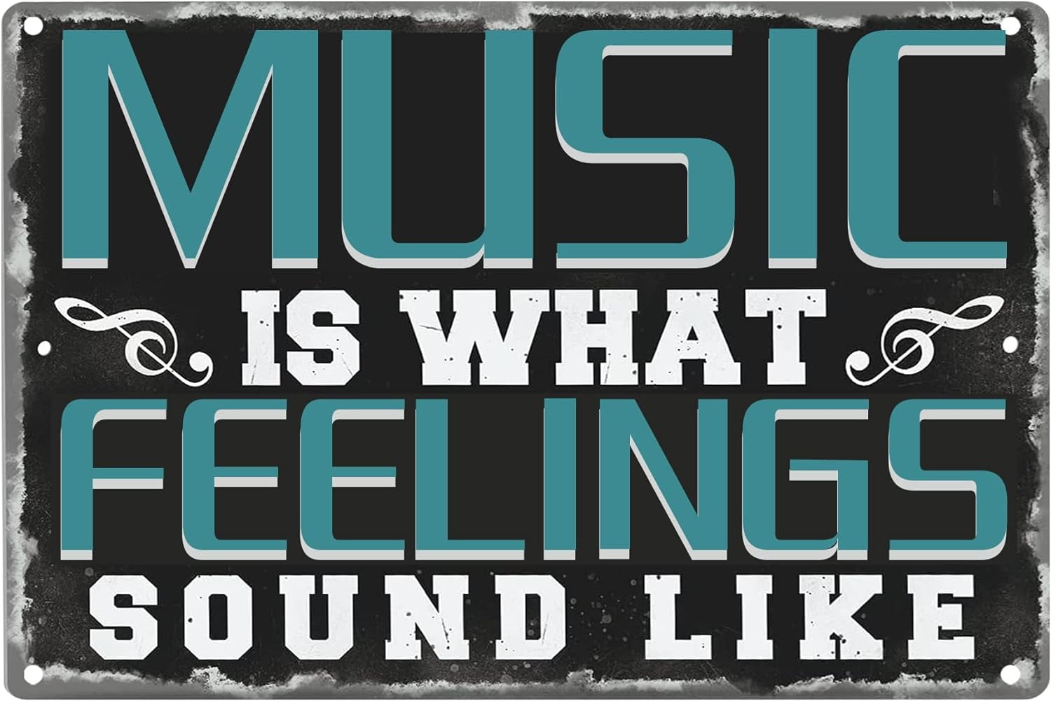 Vintage Music Aluminum Wall Sign – Retro 16x4 Inch Decor For Man Cave, Garage, Coffee Bar