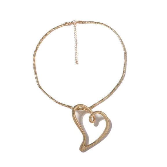 Vintage Metal Rope Chains Heart-shaped Pendant Necklace for Women Simple Statement Jewelry Neck Accessories