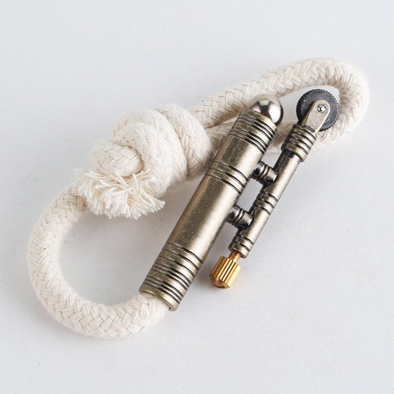A Vintage Metal Rope Wick Lighter Windproof Camping Outdoor Survival Tool Flint Striker Portable Mini Refillable Kerosene Wick Includes 1Pc Weighs 0.12 Lb