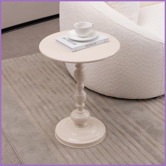 Vintage Metal Round Coffee Table for Living Room & Bedroom, Space-Saving & Easy to Assemble