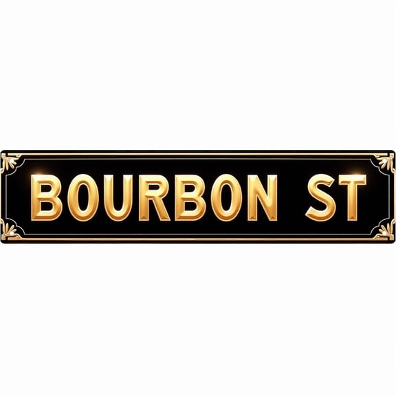 Vintage Metal Sign 16*4 Inches "BOURBON ST" Bar Pub Patio Retro Themed Decor